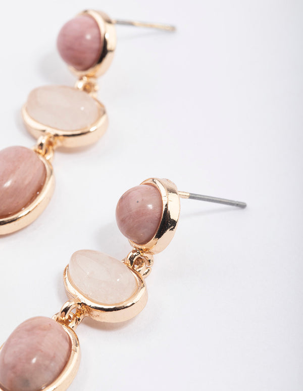 Gold Rose Quartz & Freshwater Pearl Drop Earrings