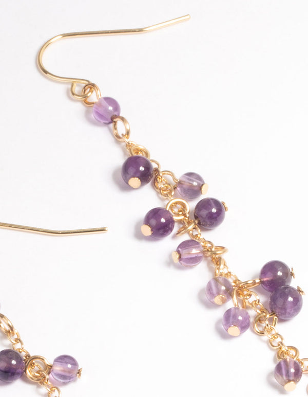 Gold Amethyst Chain Drop Earrings