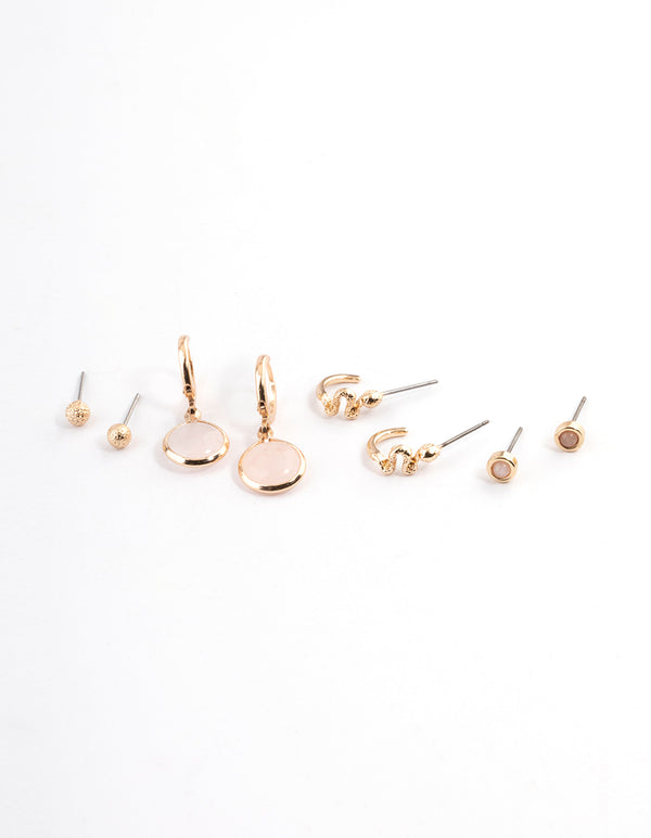 Gold Quartz Snake Stacker Pack Earrings
