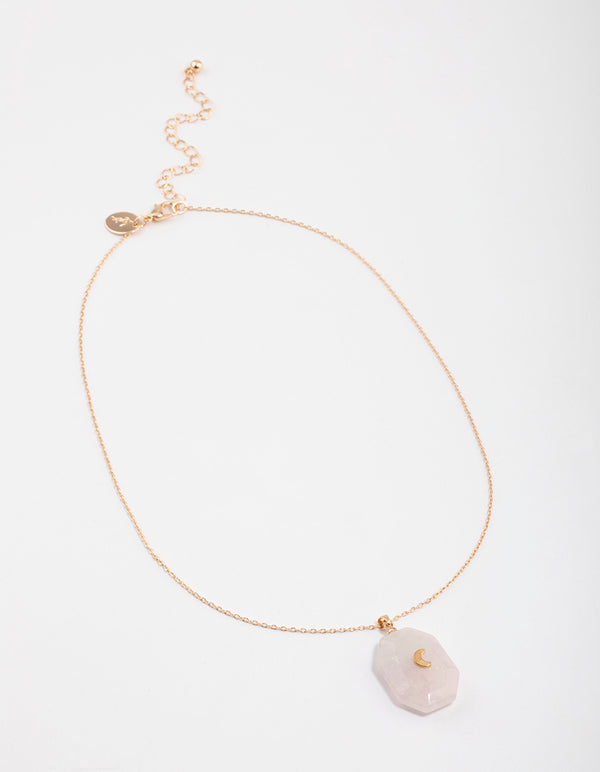 Gold Quartz Moon Necklace