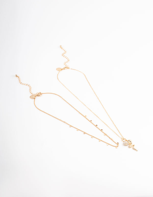Gold Layered Snake Charm Necklace