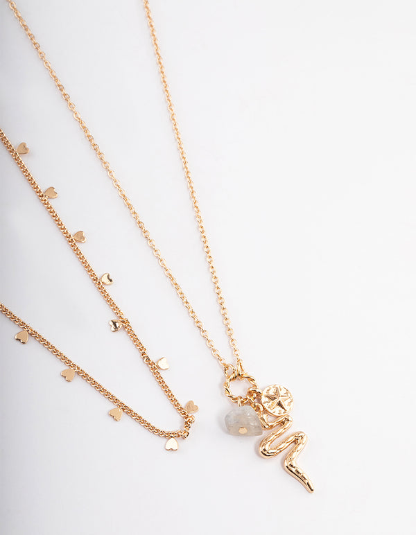 Gold Layered Snake Charm Necklace