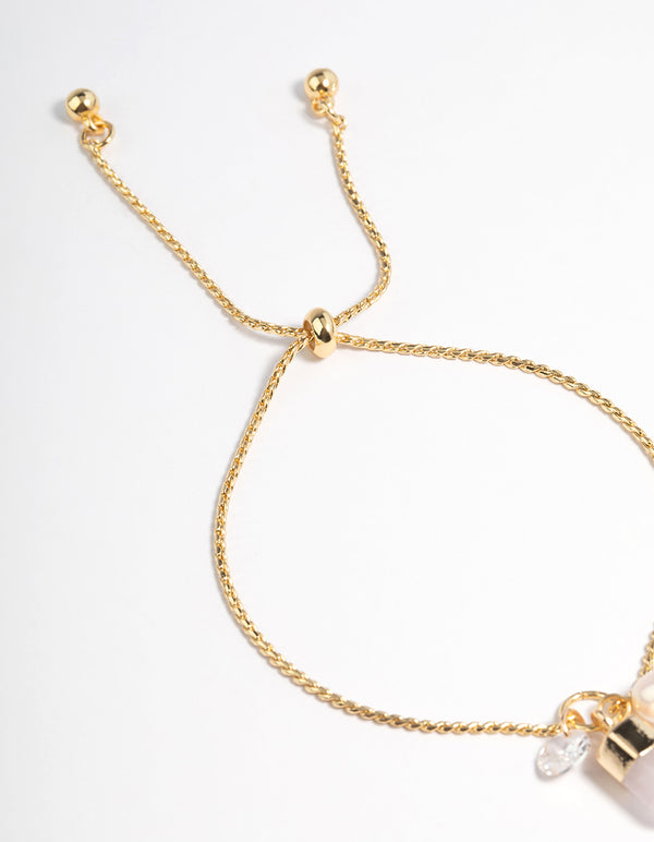 Gold Plated Multi Cluster Freshwater Pearl Toggle Bracelet