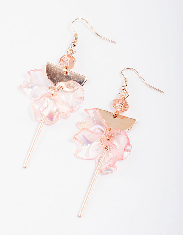 Blush Semi Circle Petal Drop Earrings