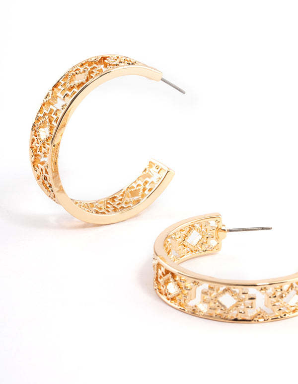 Gold Detailed Hoop Earrings