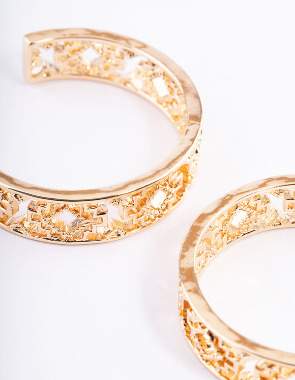 Gold Detailed Hoop Earrings