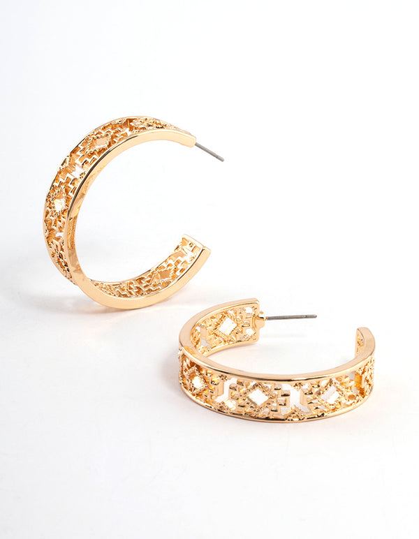 Gold Detailed Hoop Earrings