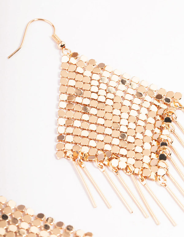 Gold Dazzling Fringe Earrings