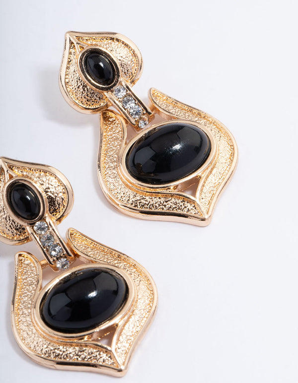 Black Teardrop Knocker Statement Earrings