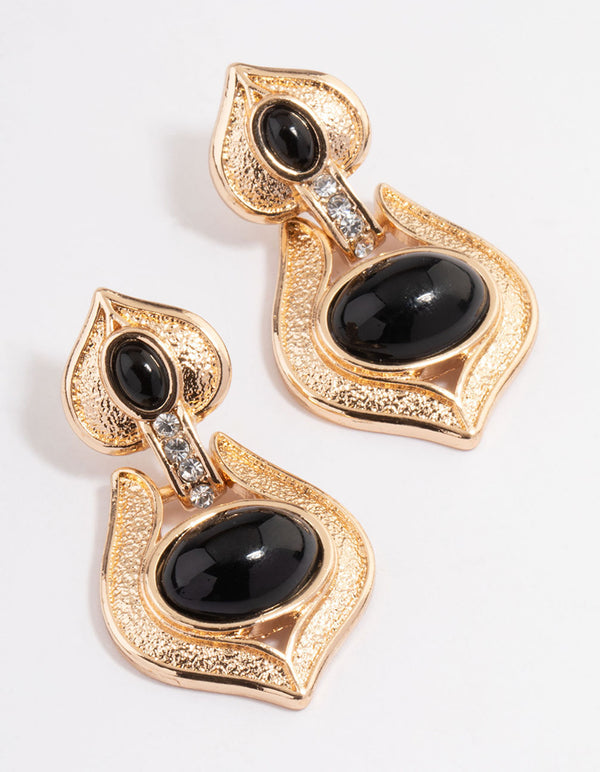 Black Teardrop Knocker Statement Earrings