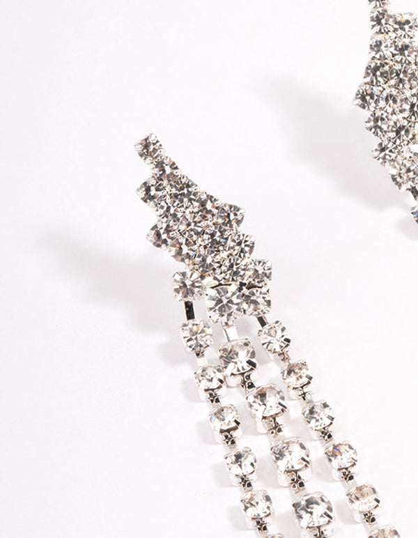 Silver Winged Graduated Cupchain Drop Earrings