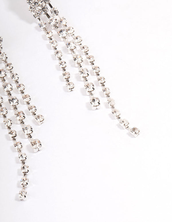 Silver Winged Graduated Cupchain Drop Earrings