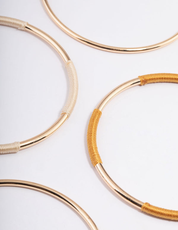 Gold Thread Wrap Bangle 5-Pack
