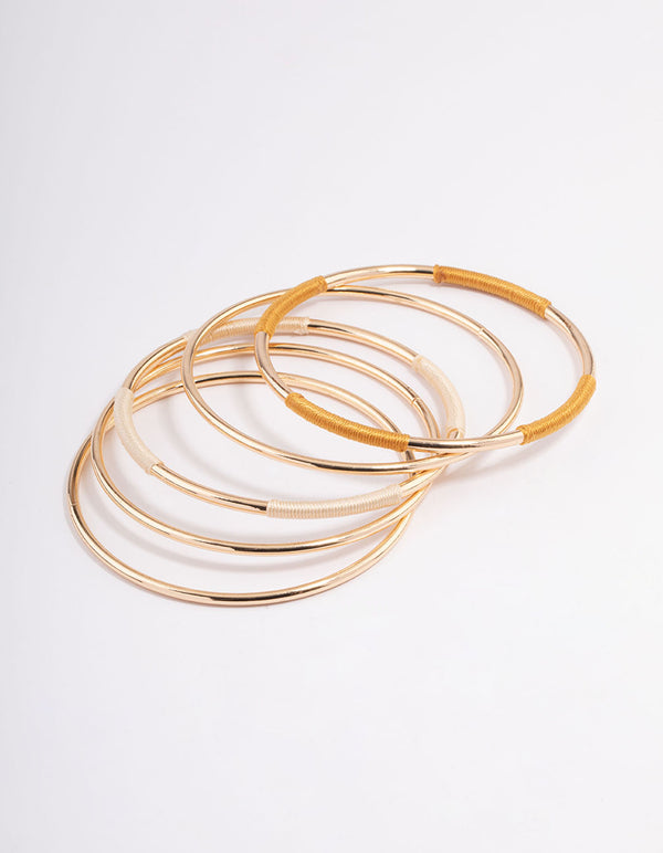 Gold Thread Wrap Bangle 5-Pack