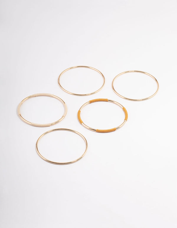 Gold Thread Wrap Bangle 5-Pack