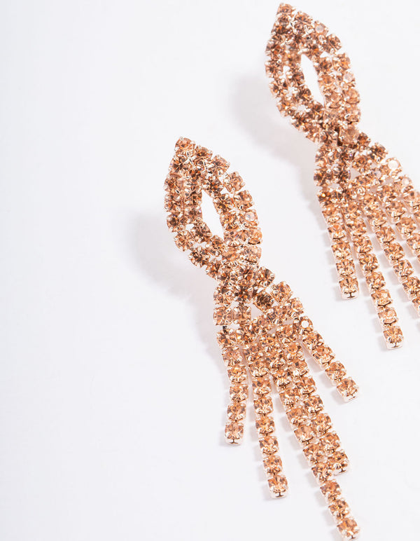 Rose Gold Mini Twist Cupchain Drop Earrings