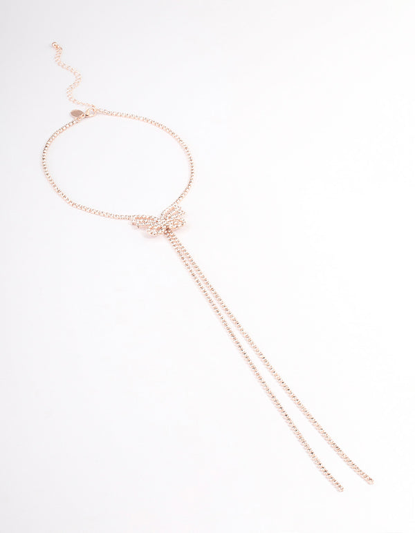 Rose Gold Diamante Butterfly Drop Choker