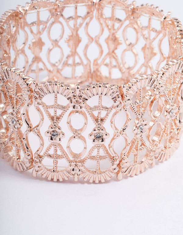 Rose Gold Mixed Filigree Stretch Bracelet