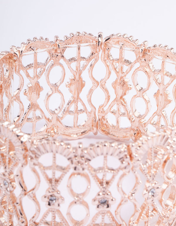 Rose Gold Mixed Filigree Stretch Bracelet