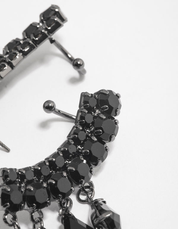 Gunmetal Teardrop Fan Cuff Earrings