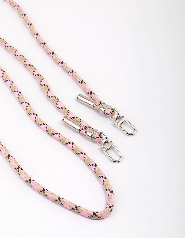 Pink & Tan Rope Crossbody Phone Strap