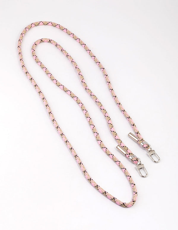 Pink & Tan Rope Crossbody Phone Strap