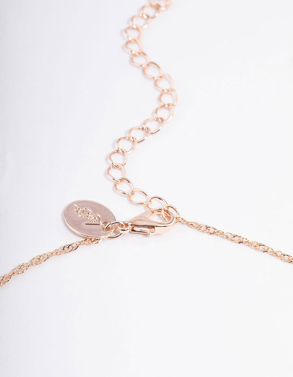 Rose Gold Plated Heart Pendant Twisted Chain Necklace