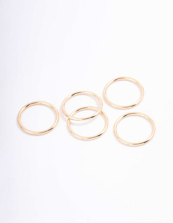 Gold Basic Smooth Ring 5-Pack