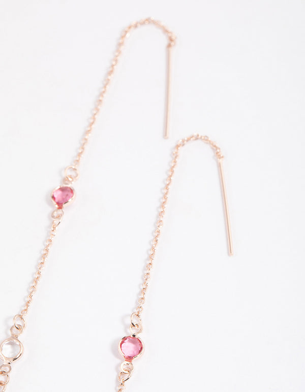 Rose Gold Circle Thread Through Earrings