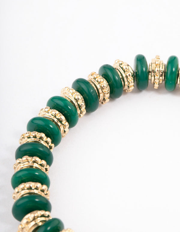 Gold Mixed Texture Disc Stretch Bracelet