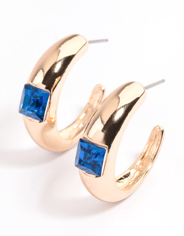Blue Mini Bubble Square Hoop Earrings