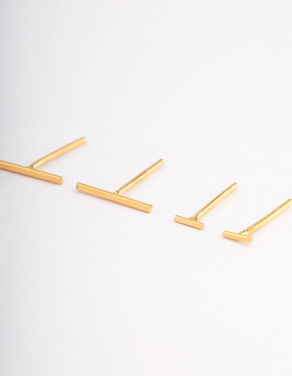 Gold Plated Sterling Silver Bar Earring Pack