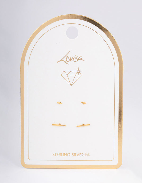 Gold Plated Sterling Silver Bar Earring Pack