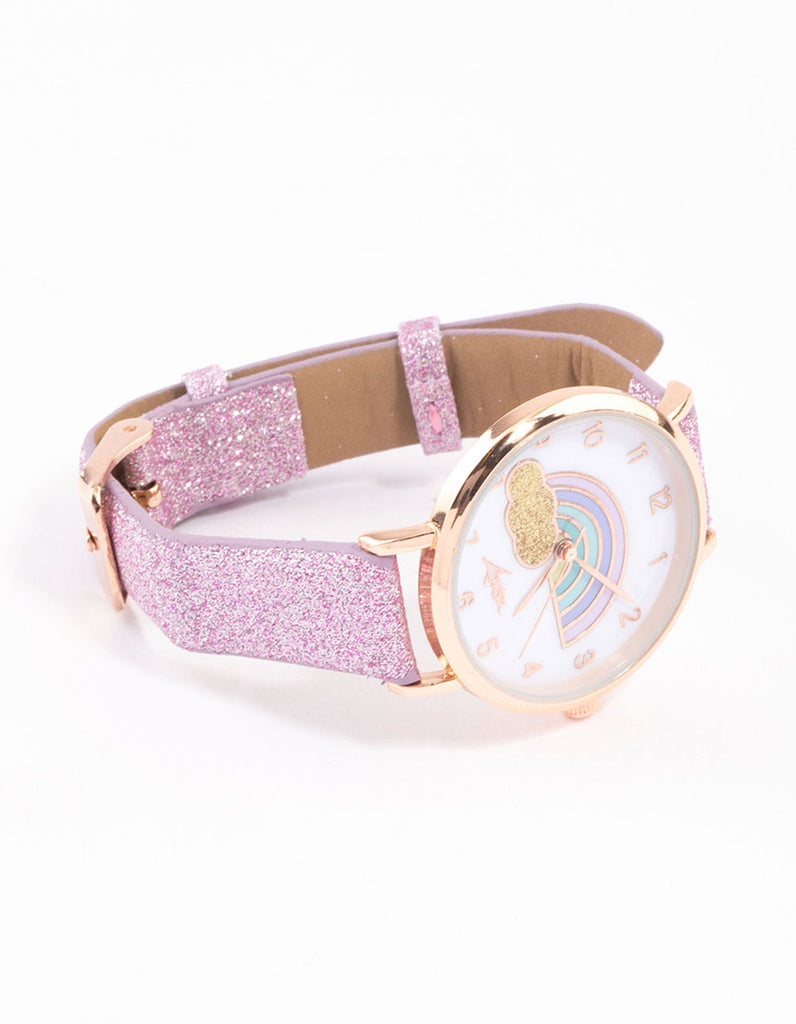 Kids Rainbow Glitter Faux Leather Watch Lovisa - Main Image