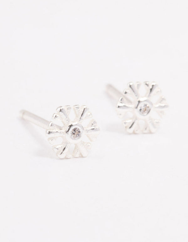 Sterling Silver Snowflake Stud Earrings