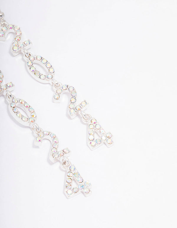 Silver 2024 New Year Long Drop Earrings