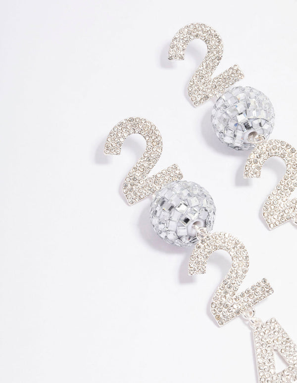 Silver 2024 Disco Drop Earrings