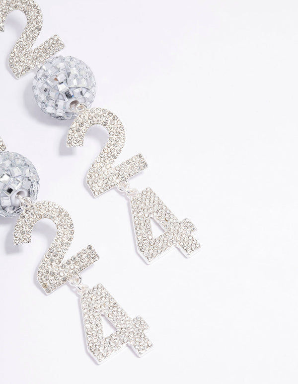 Silver 2024 Disco Drop Earrings
