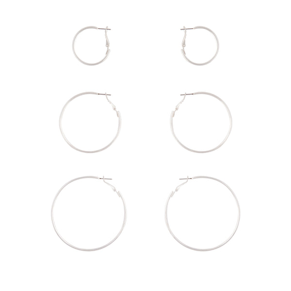 Silver Sleeper Round Hoop Trio