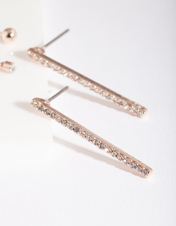 Rose Gold Glam Pearl Earring 5-Pack