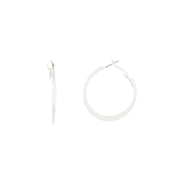 Silver Flat Edge Hoop Earrings