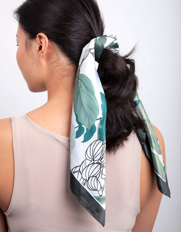 Green Tropical Leaf Bandana Hair Scarf