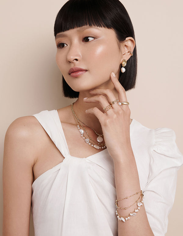 Gold Plated Freshwater Pearl Droplet Bracelet