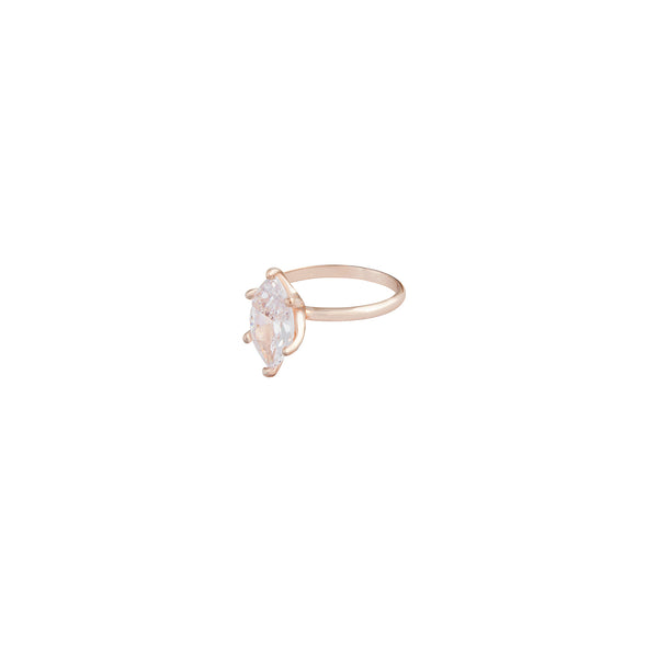 Rose Gold Cubic Zirconia Navette Stone Ring
