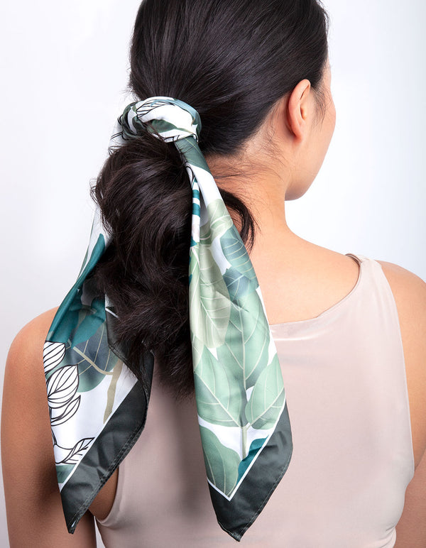 Green Tropical Leaf Bandana Hair Scarf