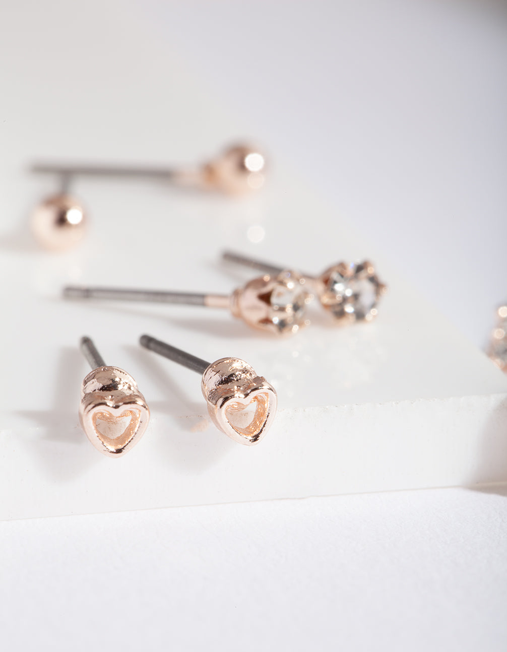 Rose Gold Lock Key Earring 5-Pack