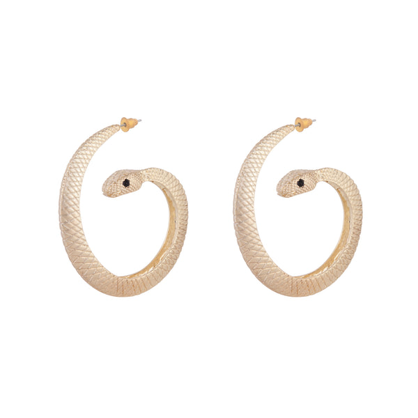 Gold Texture Snake Statement Earrings