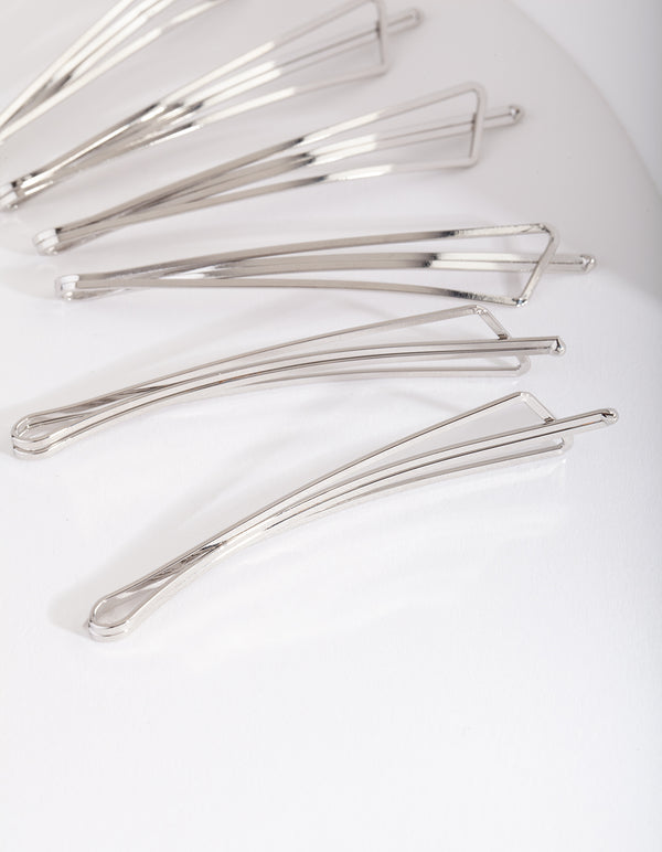 Silver Triangle Hair Slide 6-Pack