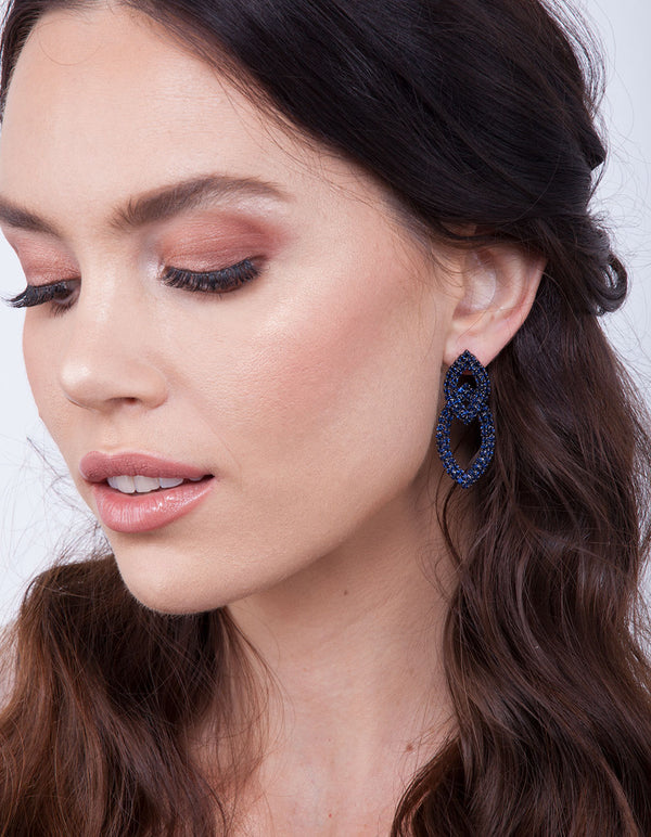 Double Leaf Sapphire Earrings