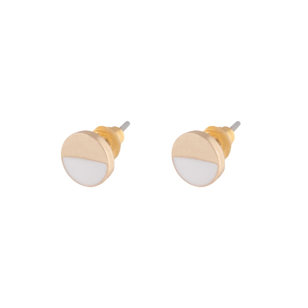 White Enamel Half Disc Earrings